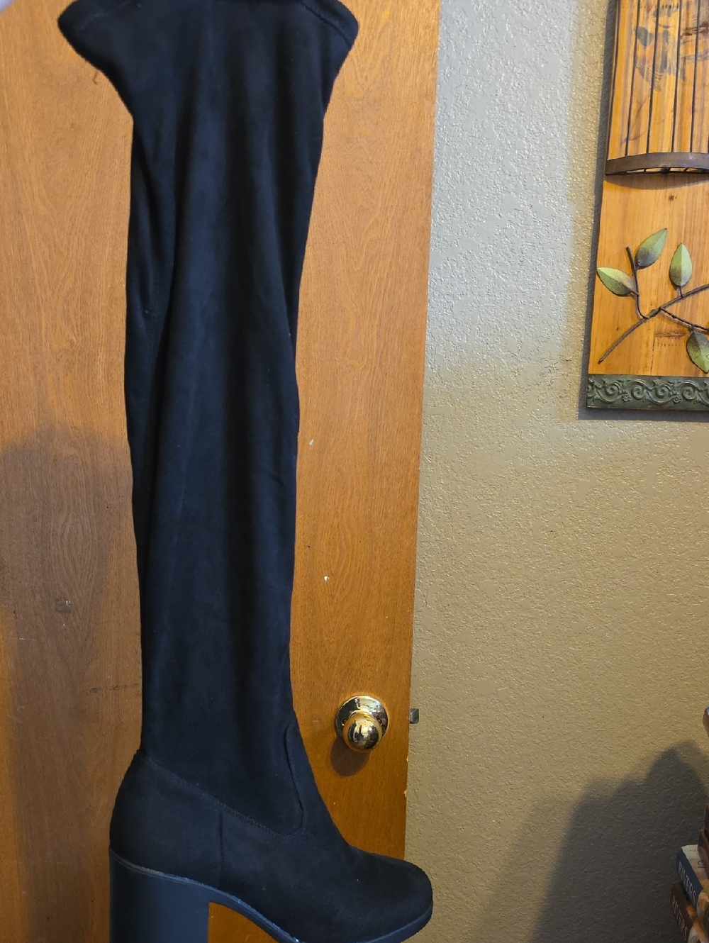 Black Over-the-Knee Heeled Boots - Women